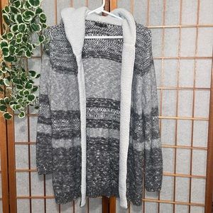 Lefty & Me Dockerie Sherpa Trim Hooded Cardigan